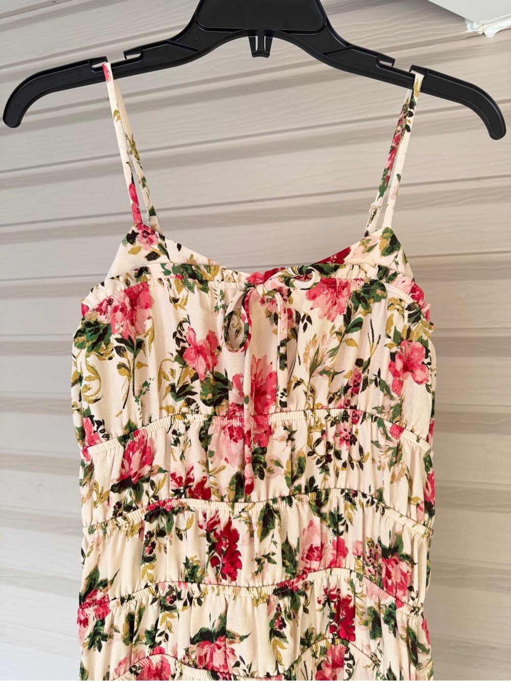 Cottagecore Monteau Pink Rose Smocked Bodice Tiered Maxi Sundress Small S - Picture 4 of 16
